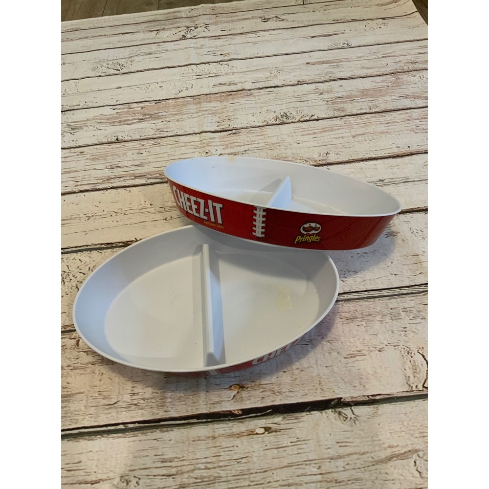 Cheez-It Pringles Football Snack Bowls Set of 2 Divided Plastic Game Day Serving